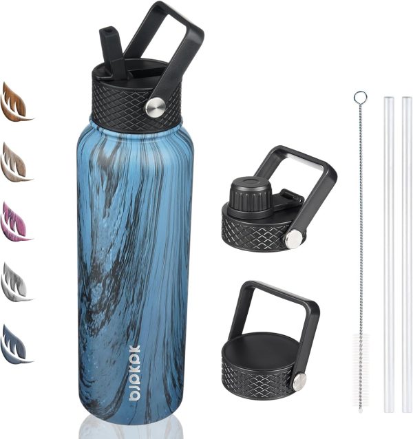 BJPKPK 40oz Stainless Steel Insulated Water Bottle with 3 Lids, Sakura - BPA Free Leakproof Thermos Bottle for Sports & Gym - Image 195