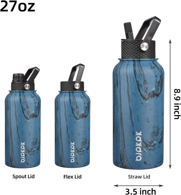 BJPKPK 40oz Stainless Steel Insulated Water Bottle with 3 Lids, Sakura - BPA Free Leakproof Thermos Bottle for Sports & Gym - Image 202