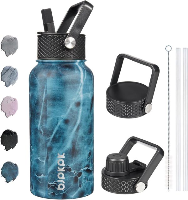BJPKPK 40oz Stainless Steel Insulated Water Bottle with 3 Lids, Sakura - BPA Free Leakproof Thermos Bottle for Sports & Gym - Image 209