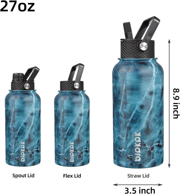 BJPKPK 40oz Stainless Steel Insulated Water Bottle with 3 Lids, Sakura - BPA Free Leakproof Thermos Bottle for Sports & Gym - Image 210