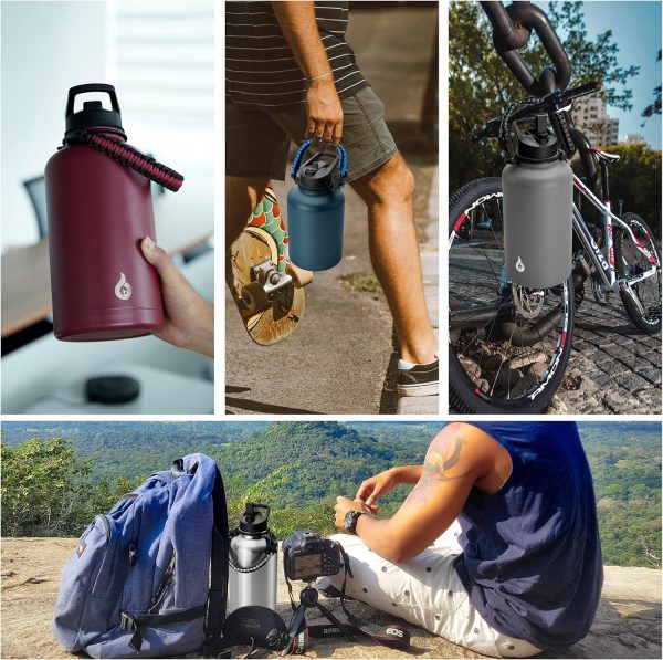 BJPKPK 40oz Stainless Steel Insulated Water Bottle with 3 Lids, Sakura - BPA Free Leakproof Thermos Bottle for Sports & Gym - Image 215