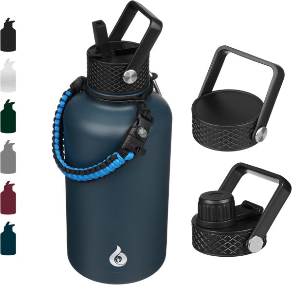 BJPKPK 40oz Stainless Steel Insulated Water Bottle with 3 Lids, Sakura - BPA Free Leakproof Thermos Bottle for Sports & Gym - Image 223