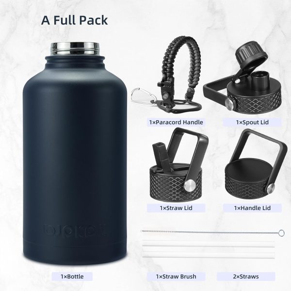 BJPKPK 40oz Stainless Steel Insulated Water Bottle with 3 Lids, Sakura - BPA Free Leakproof Thermos Bottle for Sports & Gym - Image 226