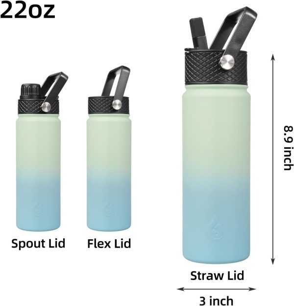 BJPKPK 40oz Stainless Steel Insulated Water Bottle with 3 Lids, Sakura - BPA Free Leakproof Thermos Bottle for Sports & Gym - Image 228
