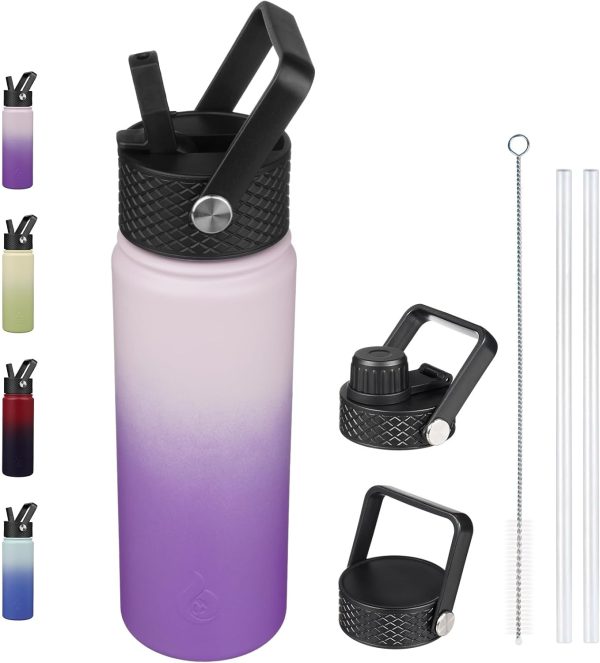BJPKPK 40oz Stainless Steel Insulated Water Bottle with 3 Lids, Sakura - BPA Free Leakproof Thermos Bottle for Sports & Gym - Image 236