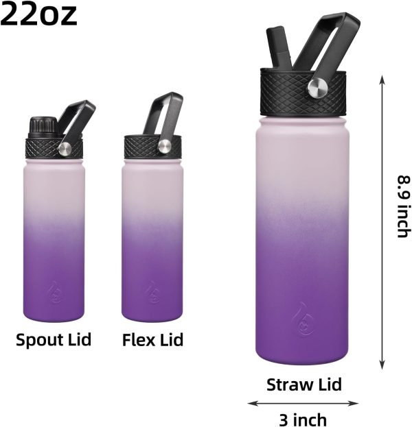 BJPKPK 40oz Stainless Steel Insulated Water Bottle with 3 Lids, Sakura - BPA Free Leakproof Thermos Bottle for Sports & Gym - Image 237