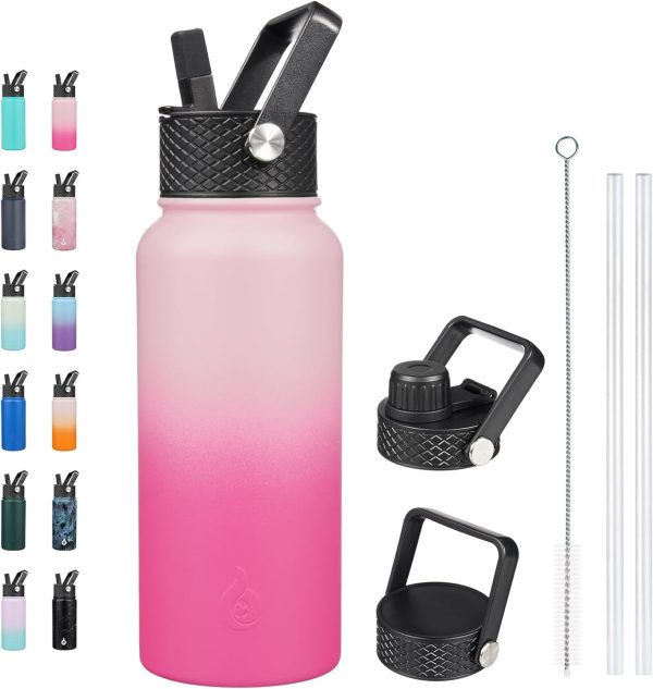 BJPKPK 40oz Stainless Steel Insulated Water Bottle with 3 Lids, Sakura - BPA Free Leakproof Thermos Bottle for Sports & Gym - Image 249