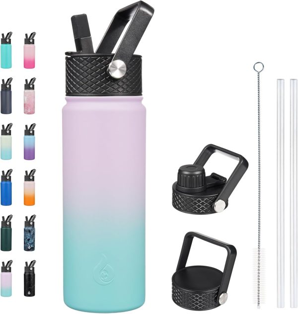 BJPKPK 40oz Stainless Steel Insulated Water Bottle with 3 Lids, Sakura - BPA Free Leakproof Thermos Bottle for Sports & Gym - Image 256
