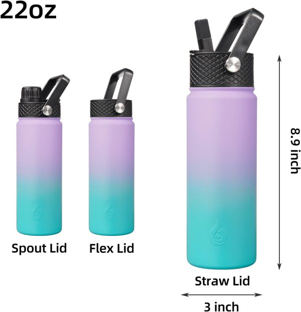 BJPKPK 40oz Stainless Steel Insulated Water Bottle with 3 Lids, Sakura - BPA Free Leakproof Thermos Bottle for Sports & Gym - Image 257