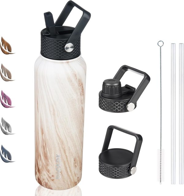 BJPKPK 40oz Stainless Steel Insulated Water Bottle with 3 Lids, Sakura - BPA Free Leakproof Thermos Bottle for Sports & Gym - Image 261