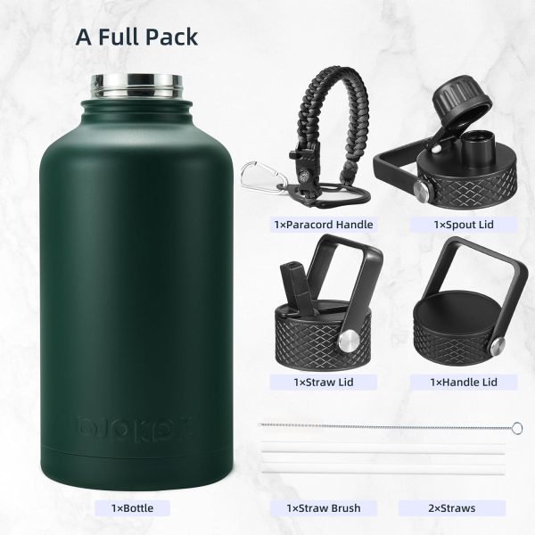BJPKPK 40oz Stainless Steel Insulated Water Bottle with 3 Lids, Sakura - BPA Free Leakproof Thermos Bottle for Sports & Gym - Image 266