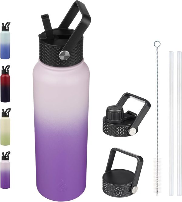 BJPKPK 40oz Stainless Steel Insulated Water Bottle with 3 Lids, Sakura - BPA Free Leakproof Thermos Bottle for Sports & Gym - Image 273