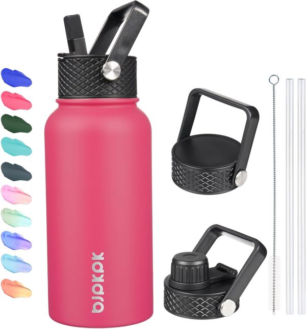 BJPKPK 40oz Stainless Steel Insulated Water Bottle with 3 Lids, Sakura - BPA Free Leakproof Thermos Bottle for Sports & Gym - Image 280