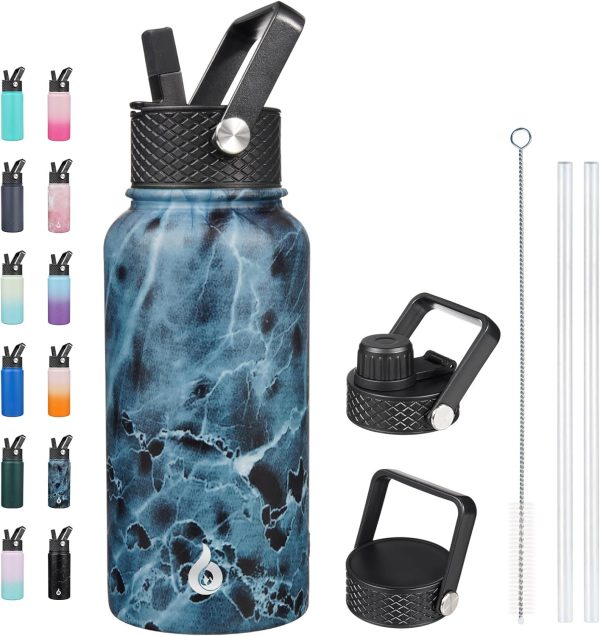 BJPKPK 40oz Stainless Steel Insulated Water Bottle with 3 Lids, Sakura - BPA Free Leakproof Thermos Bottle for Sports & Gym - Image 282
