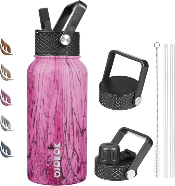 BJPKPK 40oz Stainless Steel Insulated Water Bottle with 3 Lids, Sakura - BPA Free Leakproof Thermos Bottle for Sports & Gym - Image 292