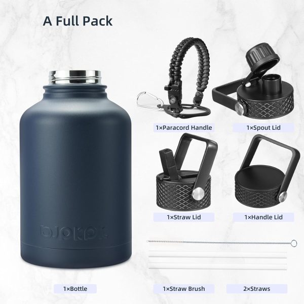BJPKPK 40oz Stainless Steel Insulated Water Bottle with 3 Lids, Sakura - BPA Free Leakproof Thermos Bottle for Sports & Gym - Image 298