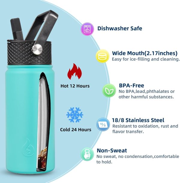 BJPKPK 40oz Stainless Steel Insulated Water Bottle with 3 Lids, Sakura - BPA Free Leakproof Thermos Bottle for Sports & Gym - Image 301