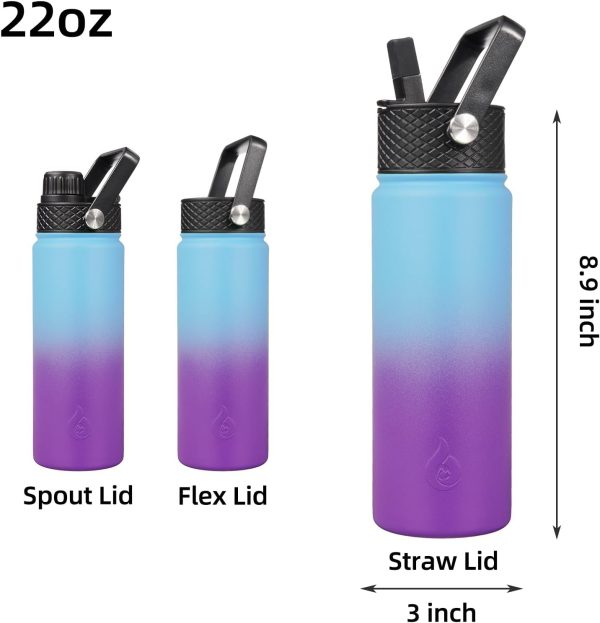 BJPKPK 40oz Stainless Steel Insulated Water Bottle with 3 Lids, Sakura - BPA Free Leakproof Thermos Bottle for Sports & Gym - Image 310