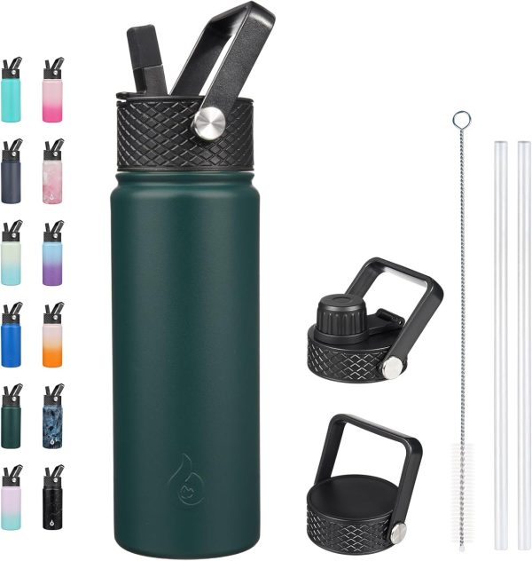 BJPKPK 40oz Stainless Steel Insulated Water Bottle with 3 Lids, Sakura - BPA Free Leakproof Thermos Bottle for Sports & Gym - Image 321