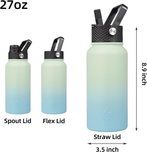 BJPKPK 40oz Stainless Steel Insulated Water Bottle with 3 Lids, Sakura - BPA Free Leakproof Thermos Bottle for Sports & Gym - Image 331