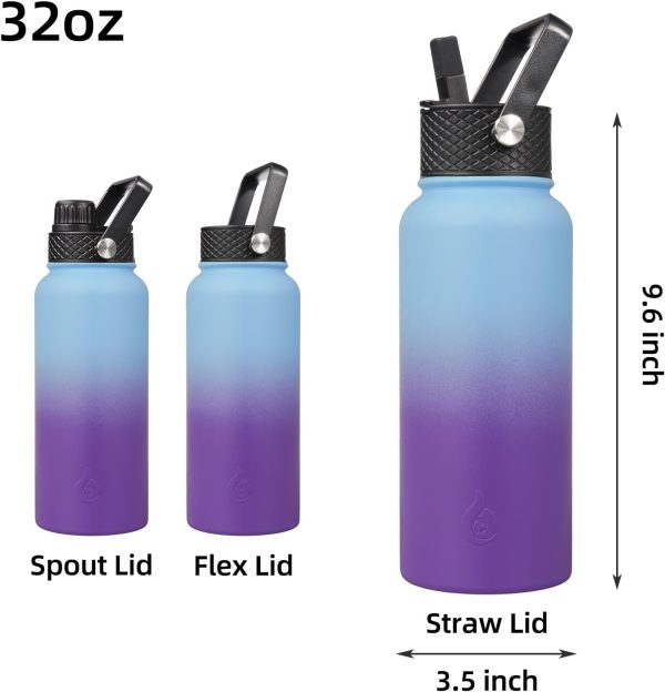 BJPKPK 40oz Stainless Steel Insulated Water Bottle with 3 Lids, Sakura - BPA Free Leakproof Thermos Bottle for Sports & Gym - Image 340