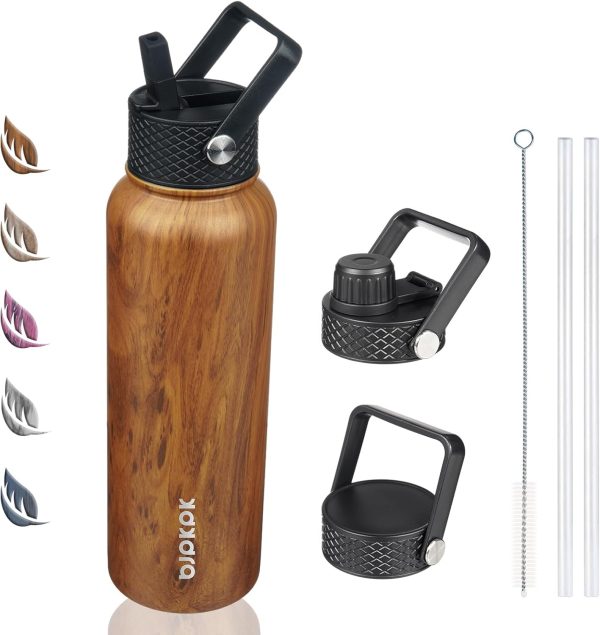 BJPKPK 40oz Stainless Steel Insulated Water Bottle with 3 Lids, Sakura - BPA Free Leakproof Thermos Bottle for Sports & Gym - Image 353