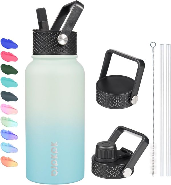 BJPKPK 40oz Stainless Steel Insulated Water Bottle with 3 Lids, Sakura - BPA Free Leakproof Thermos Bottle for Sports & Gym - Image 360