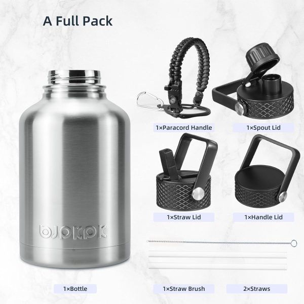 BJPKPK 40oz Stainless Steel Insulated Water Bottle with 3 Lids, Sakura - BPA Free Leakproof Thermos Bottle for Sports & Gym - Image 366