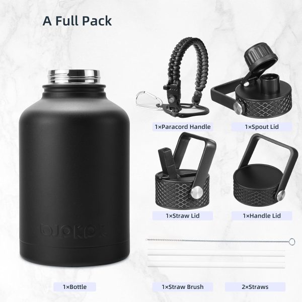BJPKPK 40oz Stainless Steel Insulated Water Bottle with 3 Lids, Sakura - BPA Free Leakproof Thermos Bottle for Sports & Gym - Image 374